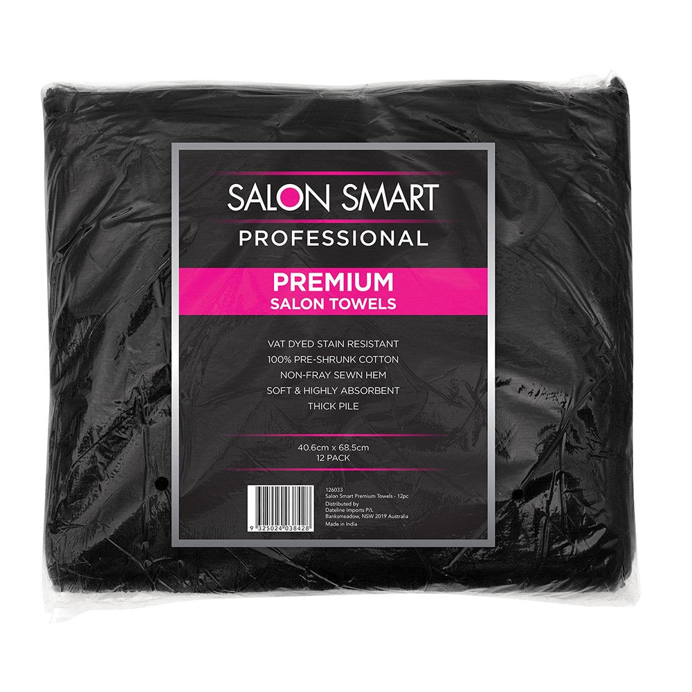 Salon Smart Premium Black Towels 12pk