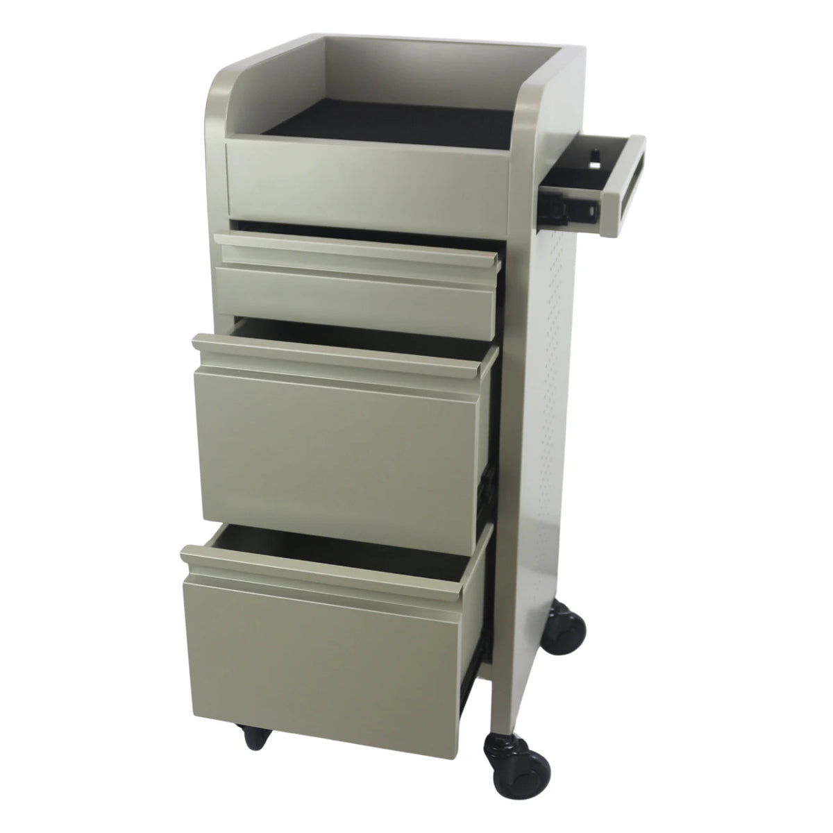 Fusion Oyster 4 Drawer Hairdressing Beauty Trolley - Black Click'n Clean Castor Wheels