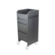 Fusion Black 4 Drawer Hairdressing Beauty Trolley - Clear Wheels