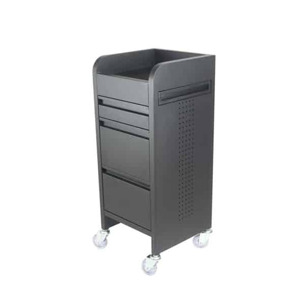 Fusion Black 4 Drawer Hairdressing Beauty Trolley - Clear Wheels
