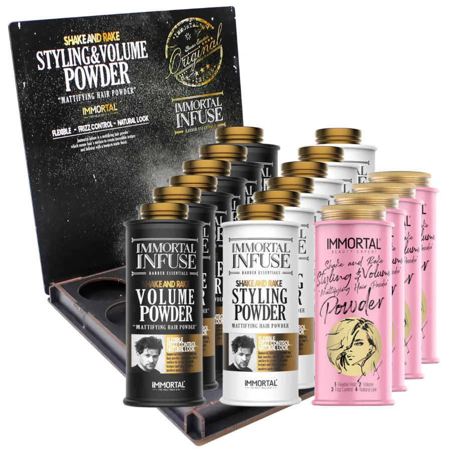 Immortal Infuse 16 Piece Volume Powder & Styling Powder With Display Stand Kit