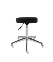 Beauty Plus Flat Black Stool no Back Clear Wheels