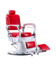 Beauty Plus Noosa Premium Barber Chair – Red & White with Chrome