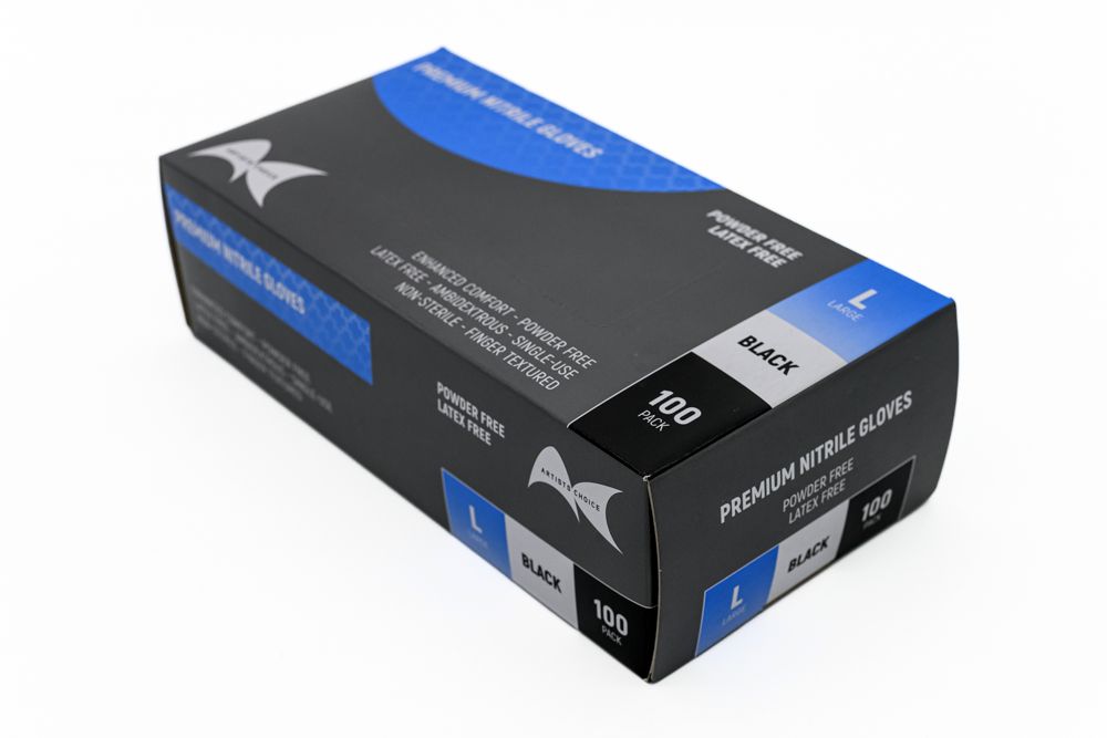 Premium Black Nitrile Gloves - Large 100pk