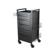 Midnight 5 Drawer Hairdressing Beauty Trolley - Black Frame - Click'nclean Castor Wheels