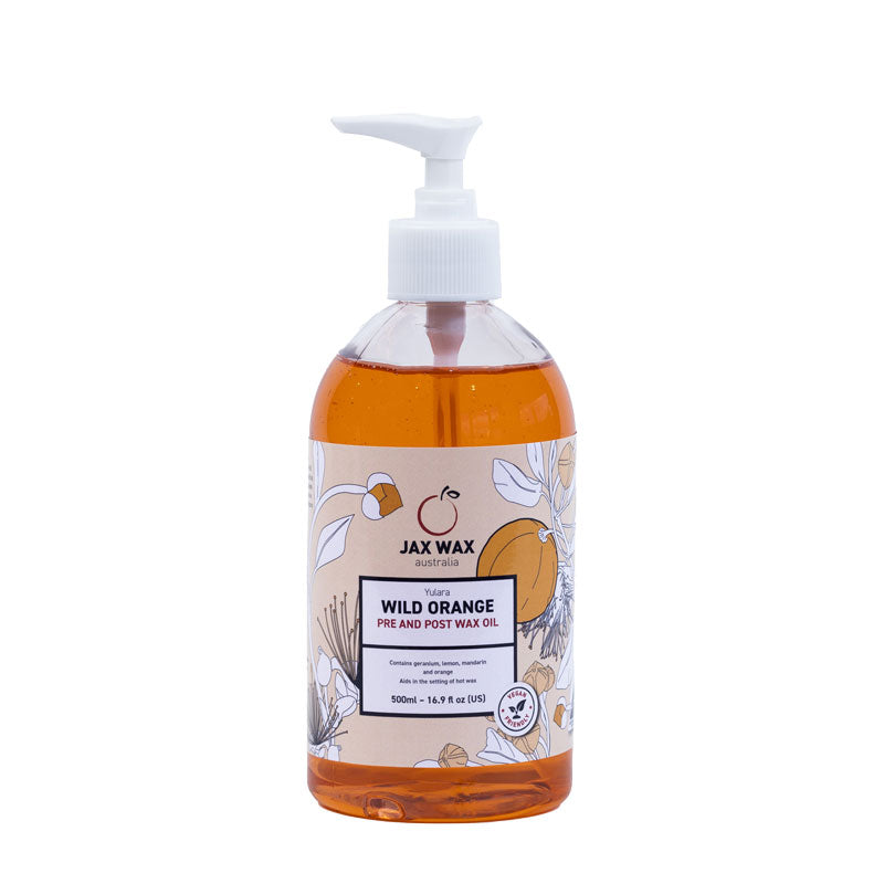 Jax Wax Australia Before & After Products Yulara Wild Orange Pre & Post Wax Oil Pump 500ml