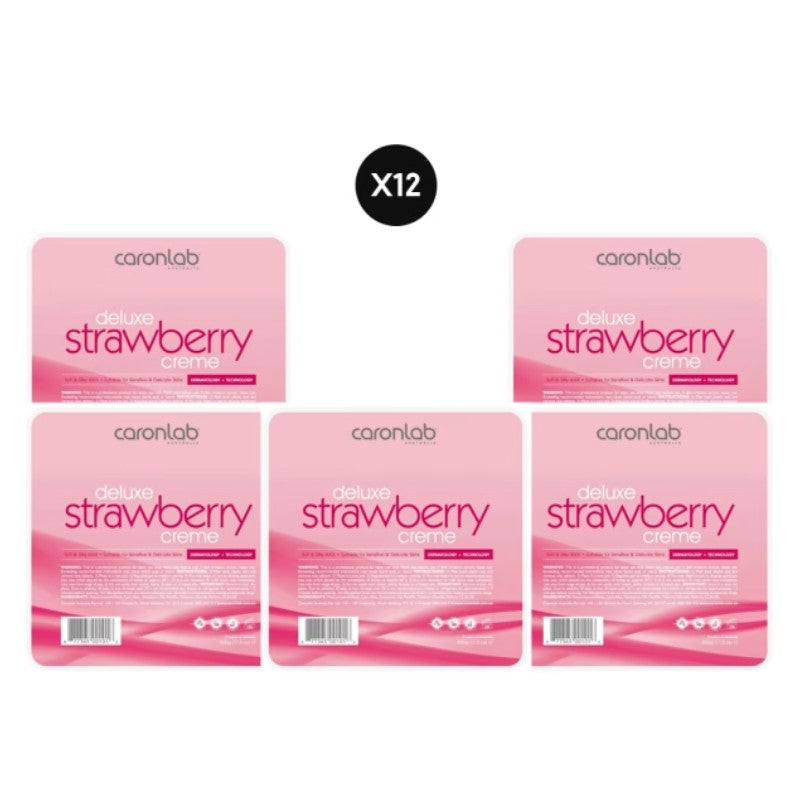 Bulk Buy Caronlab Deluxe Strawberry Creme Hard Wax 500g X12