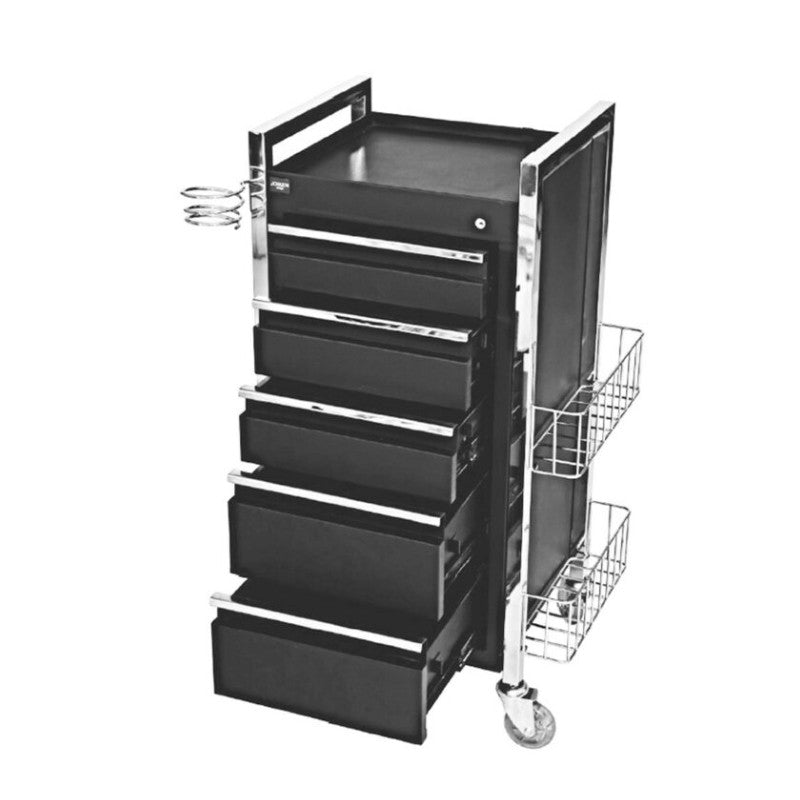Twilight 5 Drawer Hairdressing Beauty Trolley - Chrome Frame