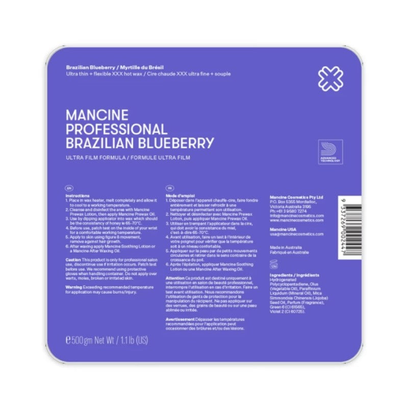 Mancine Brazilian Blueberry Hot Wax 500g