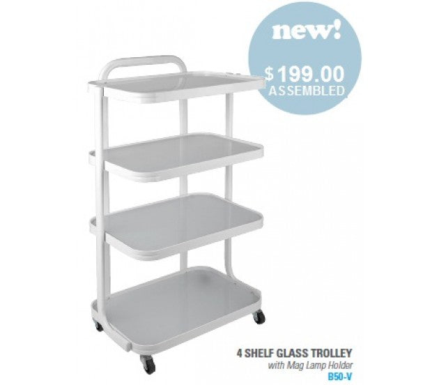 4 Shelf Glass Trolley