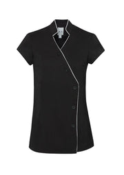 Salon Uniform Tunic - Black with White Cross Over