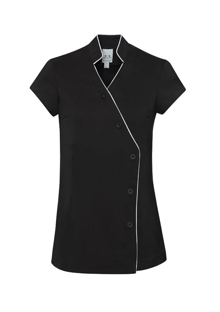 Salon Uniform Tunic - Black with White Cross Over