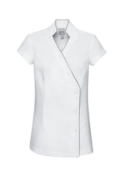Salon Uniform Tunic - White with Gray Crossover