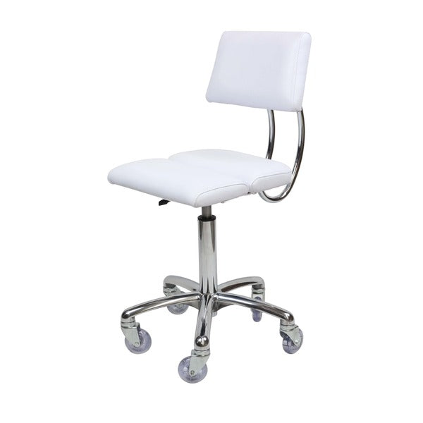 Dove Stool Chrome Base - White