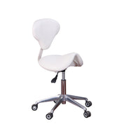 Beauty Plus Saddle Stool With Back White