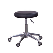 Beauty Plus Flat Black Stool no Back Clear Wheels