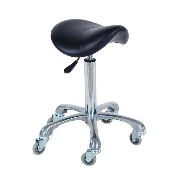 Black Saddle Stool Chrome Base