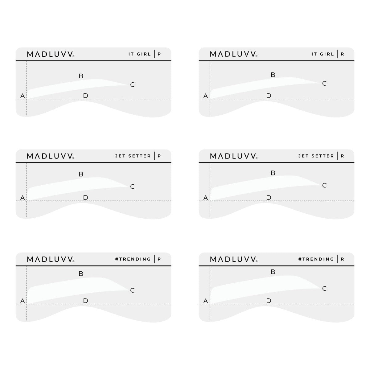 Straight up 6 Stencil Eyebrow Shaping Set