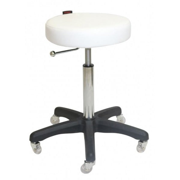 White Turbo Flat Stool - Black Base