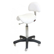White Saddle Stool With Back