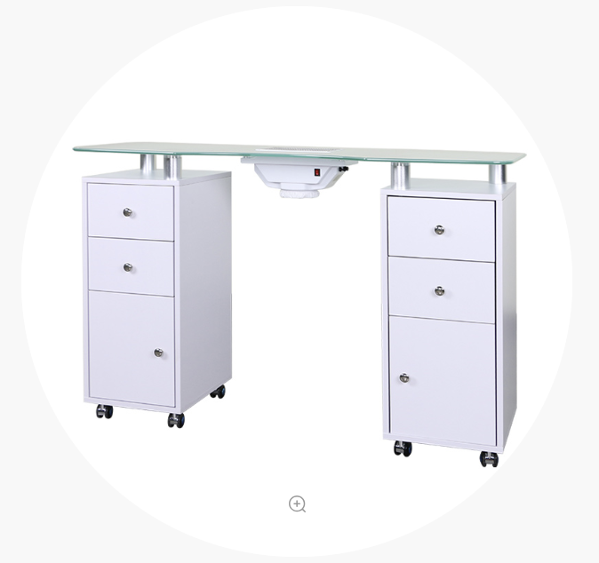 Nail Table With Dust Collector White- Table 12