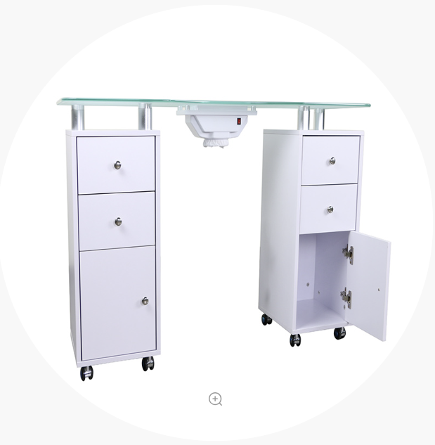 Nail Table With Dust Collector White- Table 12