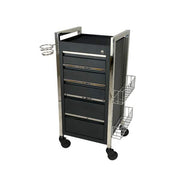 Twilight 5 Drawer Hairdressing Beauty Trolley - Chrome Frame - Click'n Clean Castor Wheels