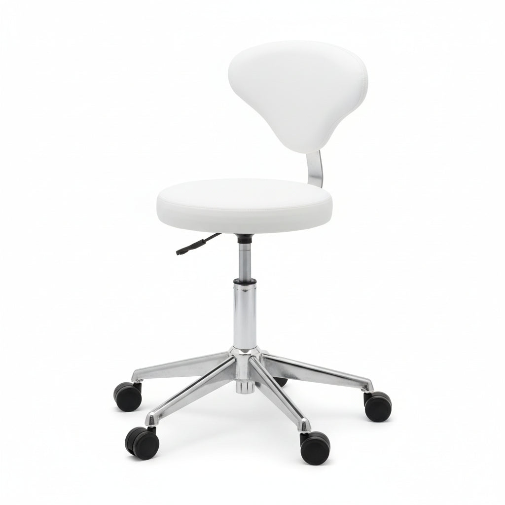 Beauty Plus Stool with Back - White