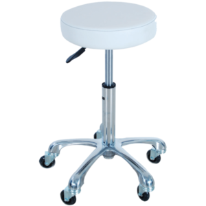 Turbo White Flat Stool Chrome Base