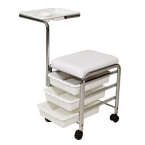 Beauty – Manicure Stool and Trolley – White