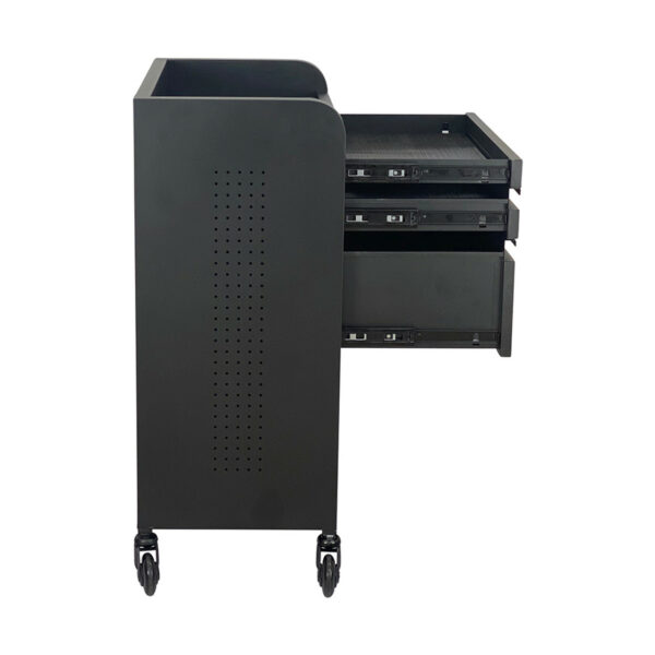 Fusion PLUS Black 4 Drawer Hairdressing Beauty Trolley - Click'n Clean Castor Wheels - Image 4