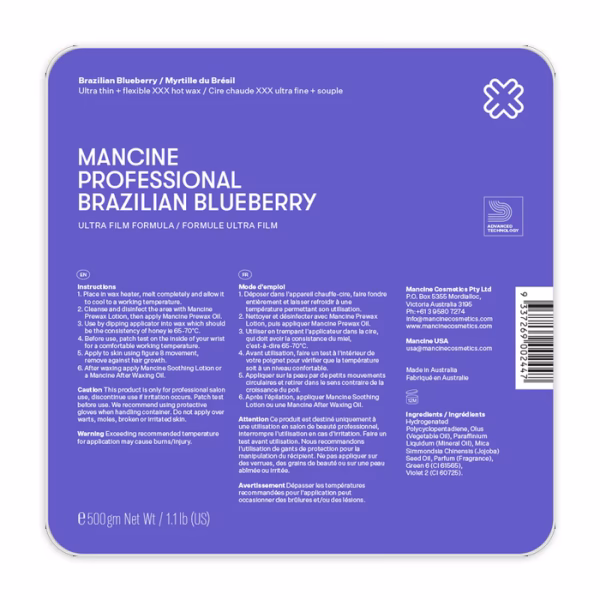 Mancine Brazilian Blueberry Hot Wax 500g